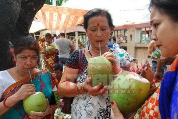 Heat waves prevails in Tripura, a sip of coconut water to get relief from scorching heat